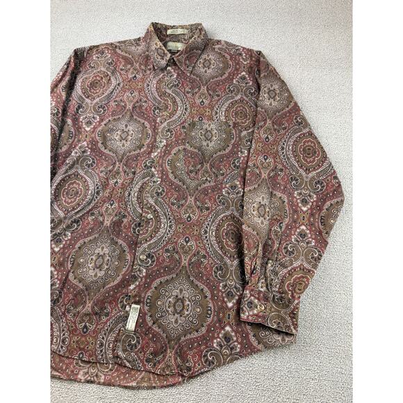 Bill Blass Men Large Multicolor Paisley Button Down Shirt - Picture 9 of 12